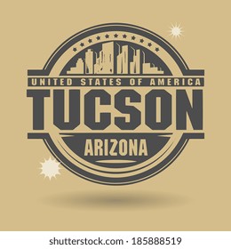 Stamp or label with text Tuscon, Arizona inside, vector illustration