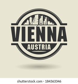 Stamp or label with text Vienna, Austria inside, vector illustration