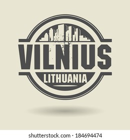 Stamp or label with text Vilnius, Lithuania inside, vector illustration