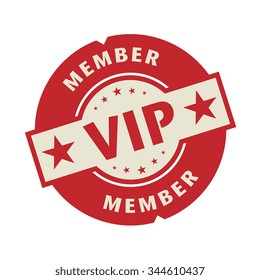 Stamp or label with the text VIP member, vector illustration