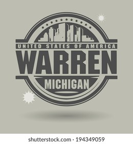 Stamp or label with text Warren, Michigan inside, vector illustration