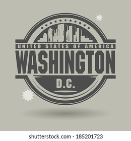 Stamp or label with text Washington, District of Columbia inside, vector illustration