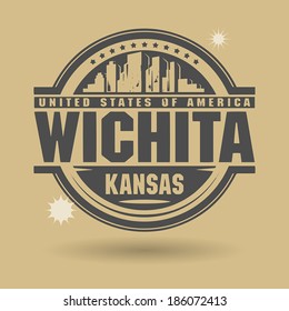 Stamp or label with text Wichita, Kansas inside, vector illustration