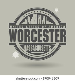 Stamp or label with text Worcester, Massachusetts inside, vector illustration