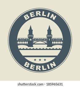 Stamp or label with word Berlin inside, vector illustration