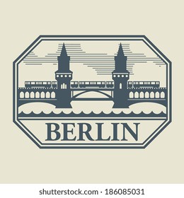 Stamp or label with word Berlin inside, vector illustration