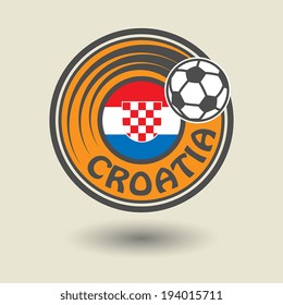 Stamp or label with word Croatia, football theme, vector illustration