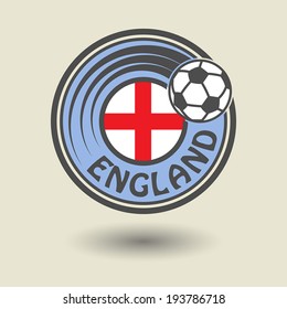 Stamp or label with word England, football theme, vector illustration