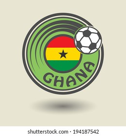 Stamp or label with word Ghana, football theme, vector illustration