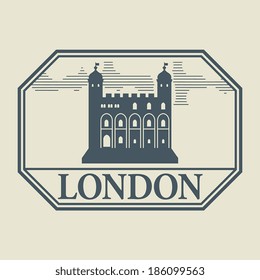 Stamp or label with word London inside, vector illustration