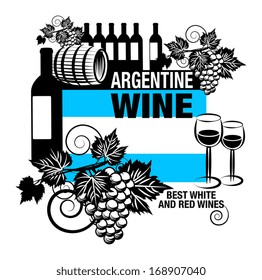 Stamp or label with words Argentine Wine, vector illustration
