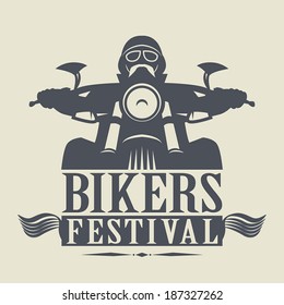 Stamp or label with the words Bikers Festival inside, vector illustration