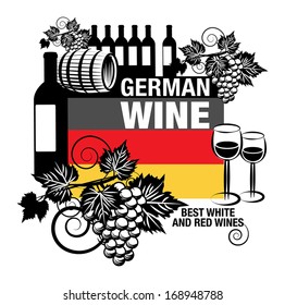 Stamp or label with words German Wine, vector illustration
