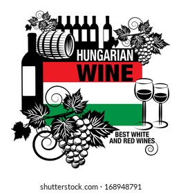 Stamp Or Label With Words Hungarian Wine, Vector Illustration