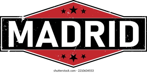 Stamp or label with words Madrid inside, vector illustration