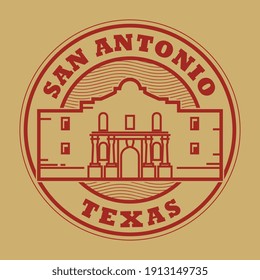 Sello o etiqueta con las palabras San Antonio, Texas, interior, ilustración vectorial