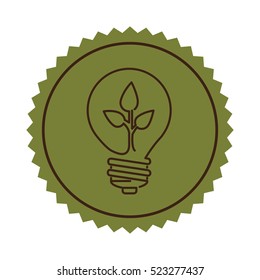 stamp light bulb flat icon with leaf inside