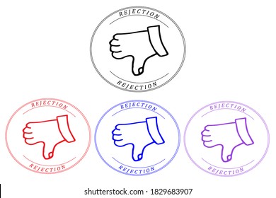 Stamp Logo Rejection Thumbs Down