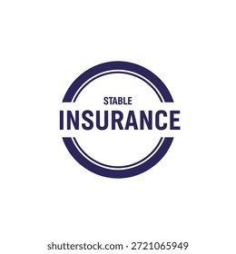 Vetor do logotipo do carimbo para o crachá de seguro estável corporativo. Selo de quadro de círculo de qualidade para empresas e empresas financeiras.