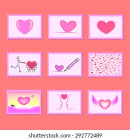 Stamp of love collection, vector illustration
