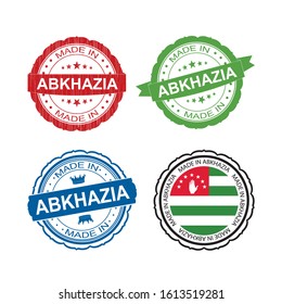 Stamp Made in Abkhazia label set with flag, made in Abkhazia.Vector