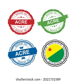 Stamp Made in ACRE label set with flag, made in ACRE .Vector