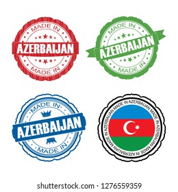 Stamp Made in Azerbaijan label set with flag, made in Azerbaijan, vector illustration