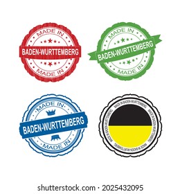 Stamp Made in BADEN-WURTTEMBERG label set with flag, made in BADEN-WURTTEMBERG .Vector