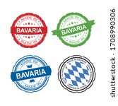 Stamp Made in Bavaria label set with flag, made in Bavaria.Vector