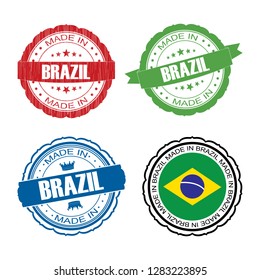 Stamp Made Brazil Label Set Flag Stock Vector (Royalty Free) 1283223895 ...