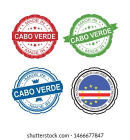 Stamp Made in Cabo Verde label set with flag, made in Cabo Verde.Vector 