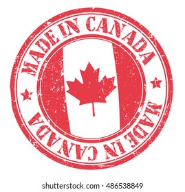 stamp "made in Canada" on the flag of Canada