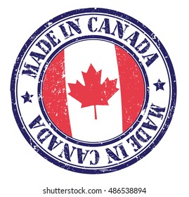stamp "made in Canada" on the flag of Canada