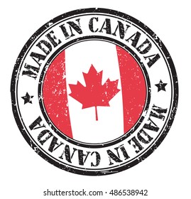 stamp "made in Canada" on the flag of Canada