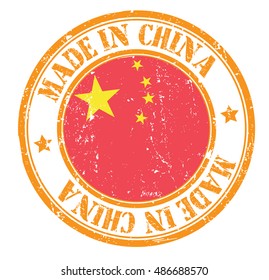 stamp "made in China" on the flag of China