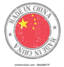 stamp "made in China" on the flag of China