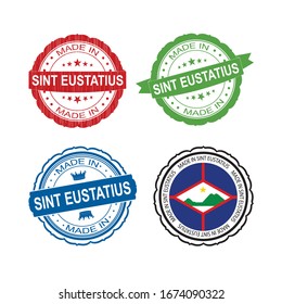 Stamp Made in Cocos Island  label set with flag, made in Sint Eustatius.Vector