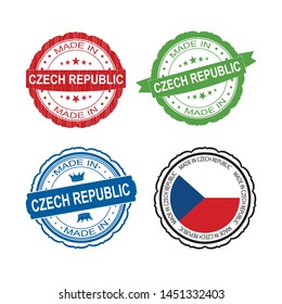 Stamp Made in Czech Republic label set with flag, made in Czech Republic.Vector