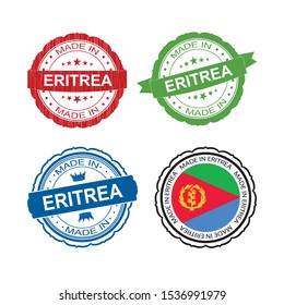 Stamp Made in Eritrea label set with flag, made in Eritrea.Vector 
