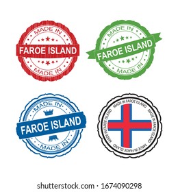 Stamp Made in Faroe Island label set with flag, made in Faroe Island.Vector