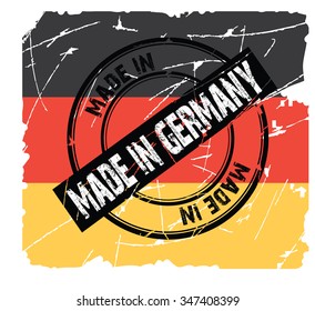 stamp "made in Germany" on the flag of Germany