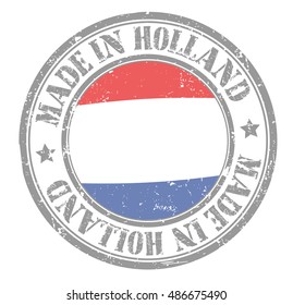 stamp "made in Holland" on the flag of Holland