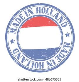 stamp "made in Holland" on the flag of Holland