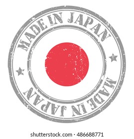 stamp "made in Japan" on the flag of Japan