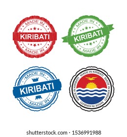 Stamp Made in Kiribati label set with flag, made in Kiribati.Vector 