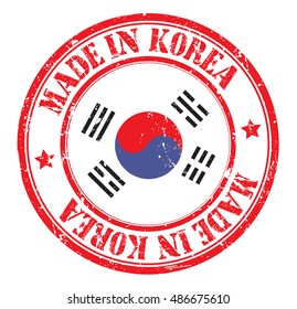 stamp "made in Korea" on the flag of Korea