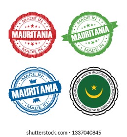 Stamp Made in Mauritania label set with flag, made in Mauritania , vector illustration