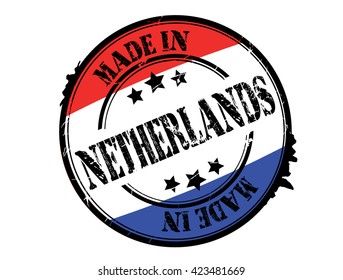 stamp "made in Netherlands" on the flag of Netherlands