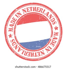 stamp "made in Netherlands" on the flag of Netherlands