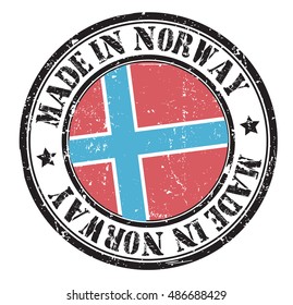 stamp "made in Norway" on the flag of Norway